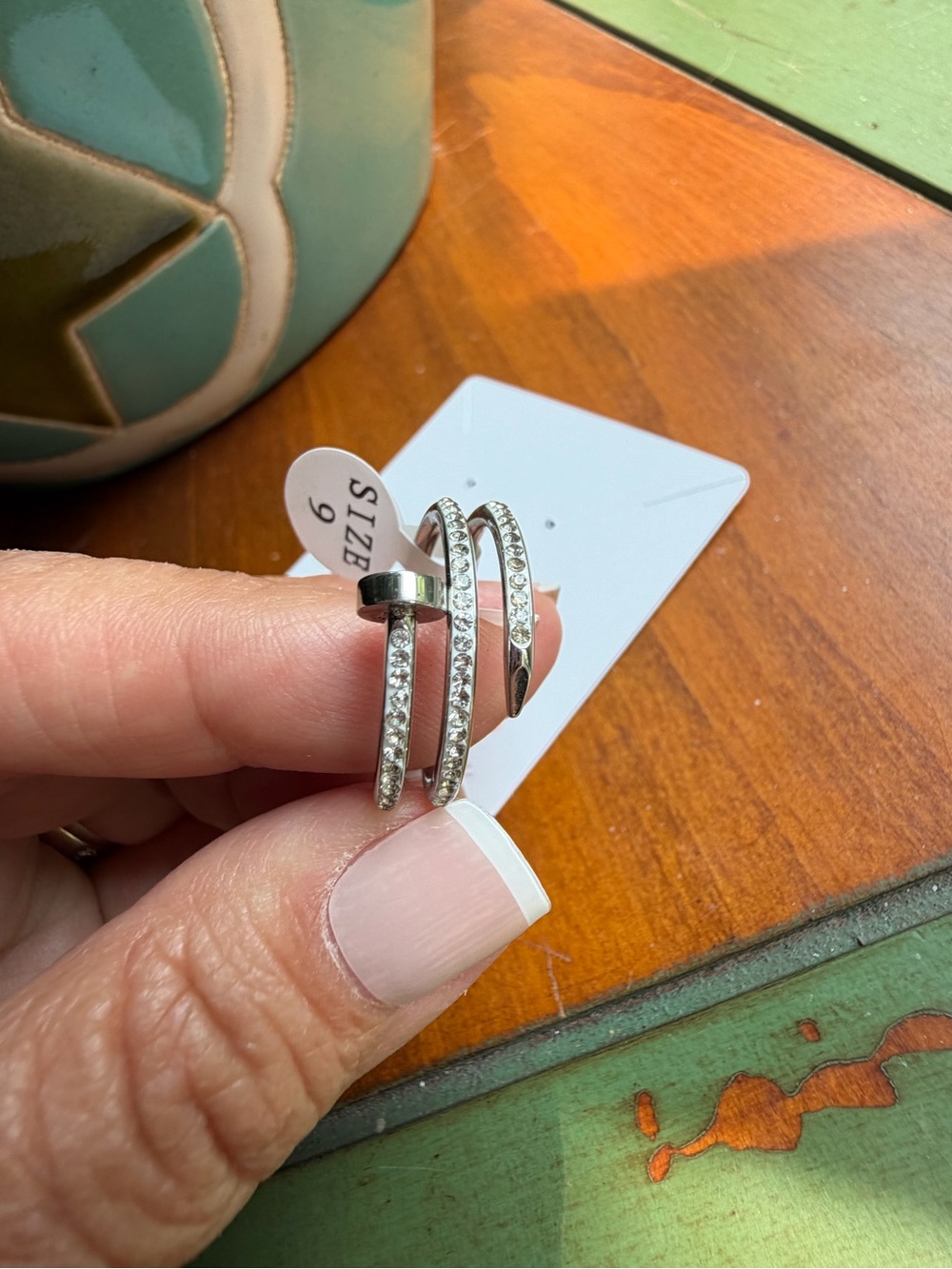 Nail Design Wrap Ring with Crystals - Picture 3 of 4
